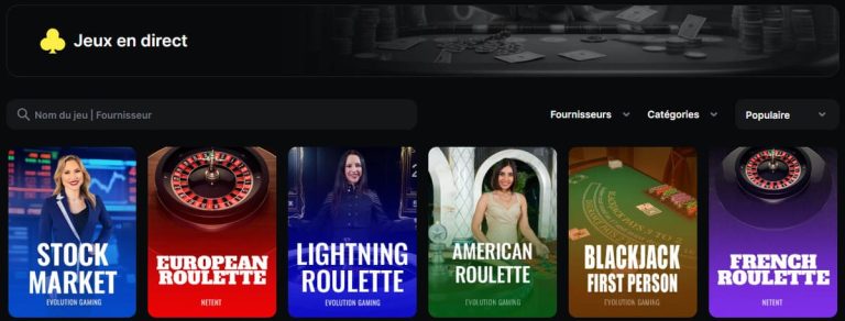 Betkin Casino jeux live