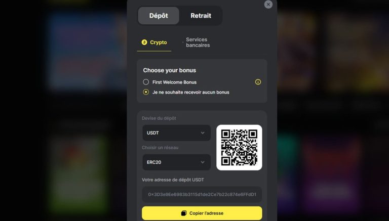 Betkin Casino moyens paiement