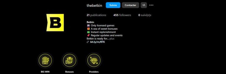 Betkin Casino réseaux sociaux